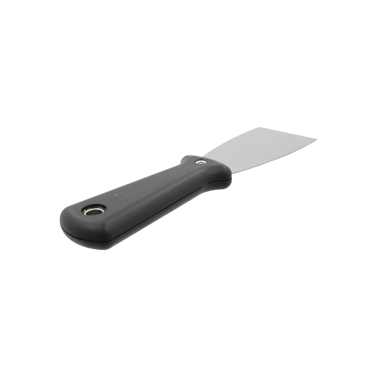 Espátula de 2 pulgadas, hoja de metal y mango ergonómico de plástico negro para masilla y pintura