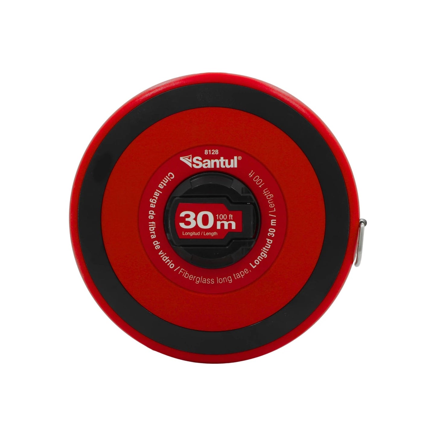 Cinta métrica Santul 8128 de fibra de vidrio, 30m (100ft), roja y negra, para medición profesional