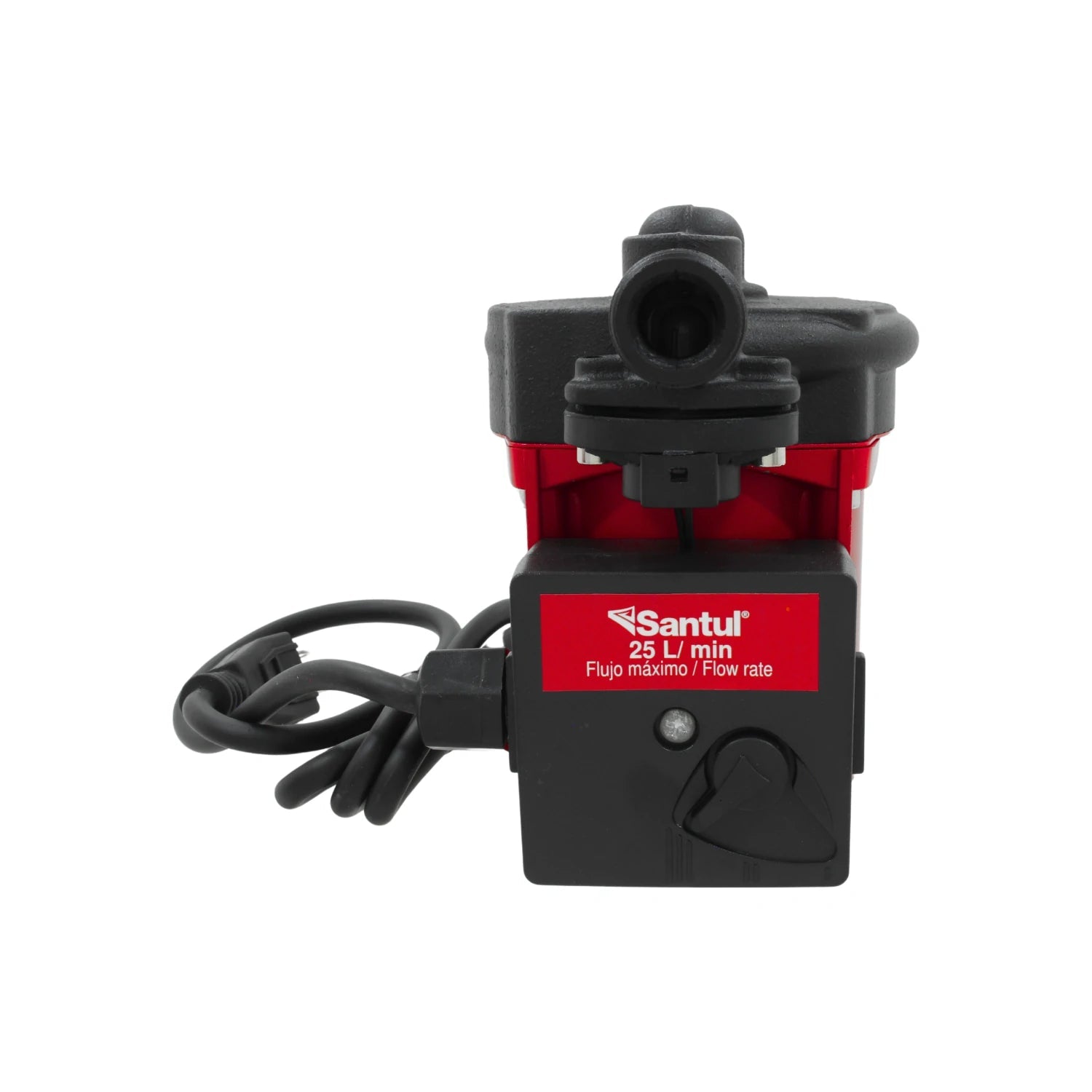 Presurizador Santul rojo y negro 25 L/min, bomba de agua compacta para flujo máximo y presión.