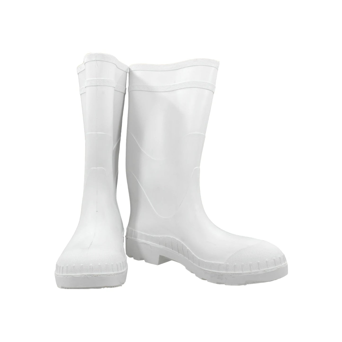 Bota sanitaria blanca de hule resistente al agua para entornos industriales y de limpieza
