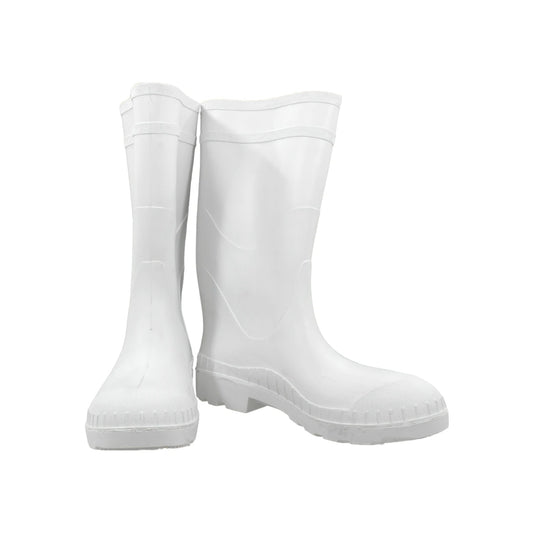 Botas de hule blancas sanitarias, impermeables, caña alta, con puntera reforzada y suela antiderrapante