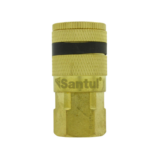 Cople rápido Santul de latón para compresora 1/4" hembra, conexión neumática segura y resistente.