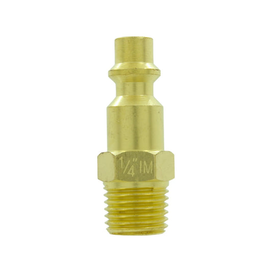 Conector rápido industrial macho 1/4" para compresor, acople neumático de latón