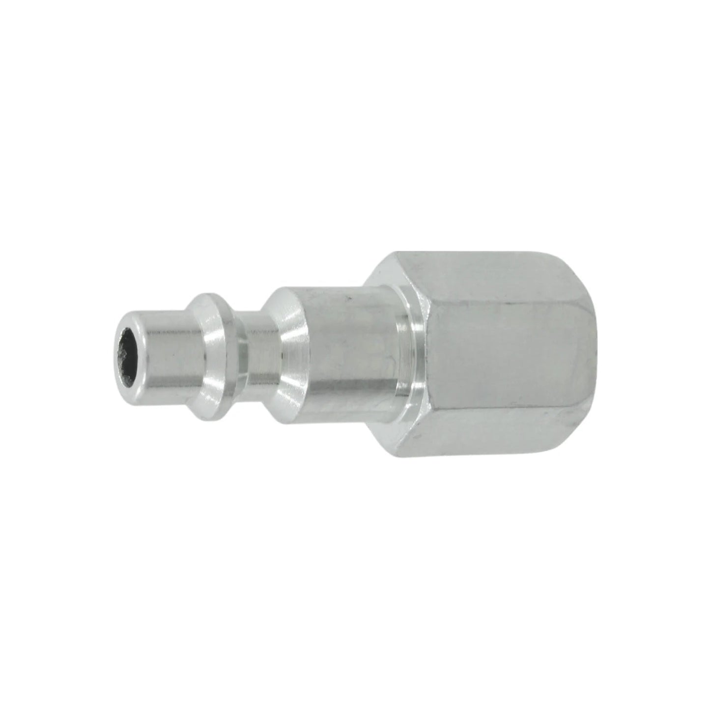 Conector rápido de aire comprimido macho a hembra NPT 1/4 pulgada, acabado cromado resistente.