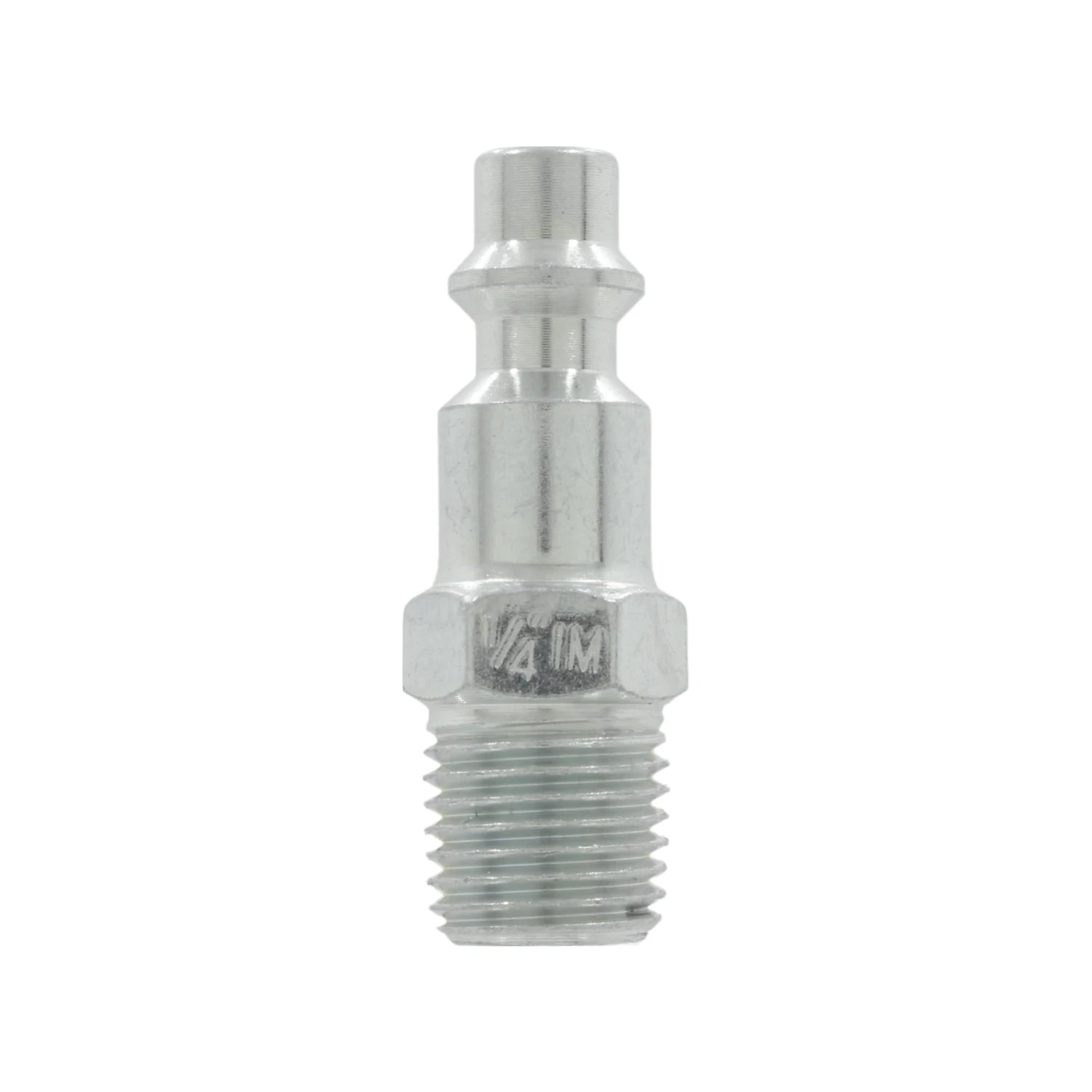 Conector rápido macho de 1/4 pulgada con rosca externa para compresora, acabado cromado