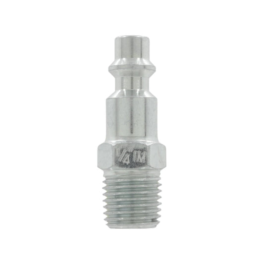 Conector rápido macho de 1/4 pulgada con rosca externa para compresora, acabado cromado