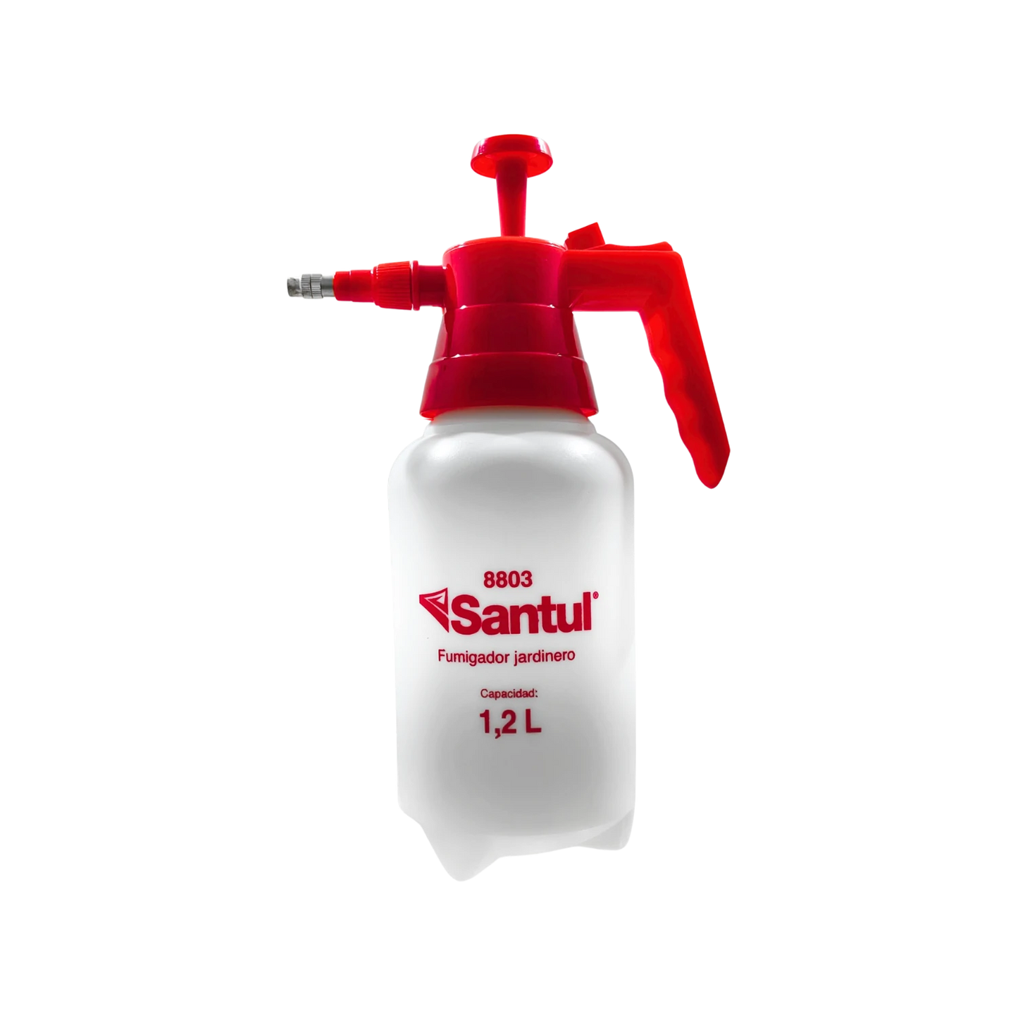 Bomba fumigadora manual Santul 1.2 litros roja y blanca para jardín, modelo 8803