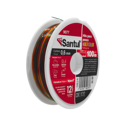 Hilo de pesca Santul 9077 multicolor de Nylon 6, 0.6mm x 100m. Carrete para manualidades.