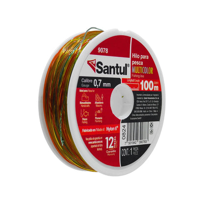 Hilo para pesca Santul multicolor 0.7mm x 100m de Nylon 6, ideal para pesca y manualidades, modelo 9078.