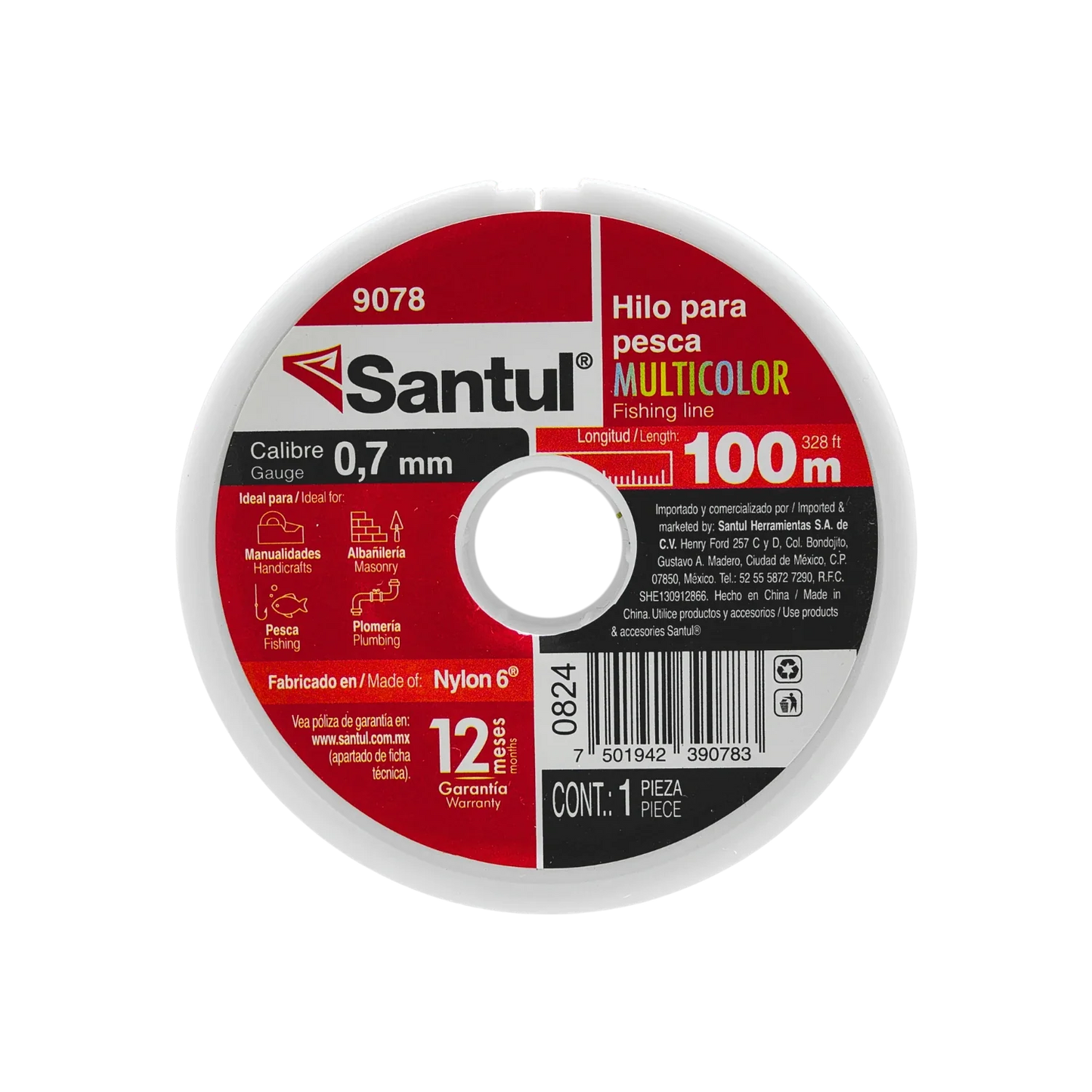 Hilo para pescar .70 mm x 100 m multicolor Santul 9078