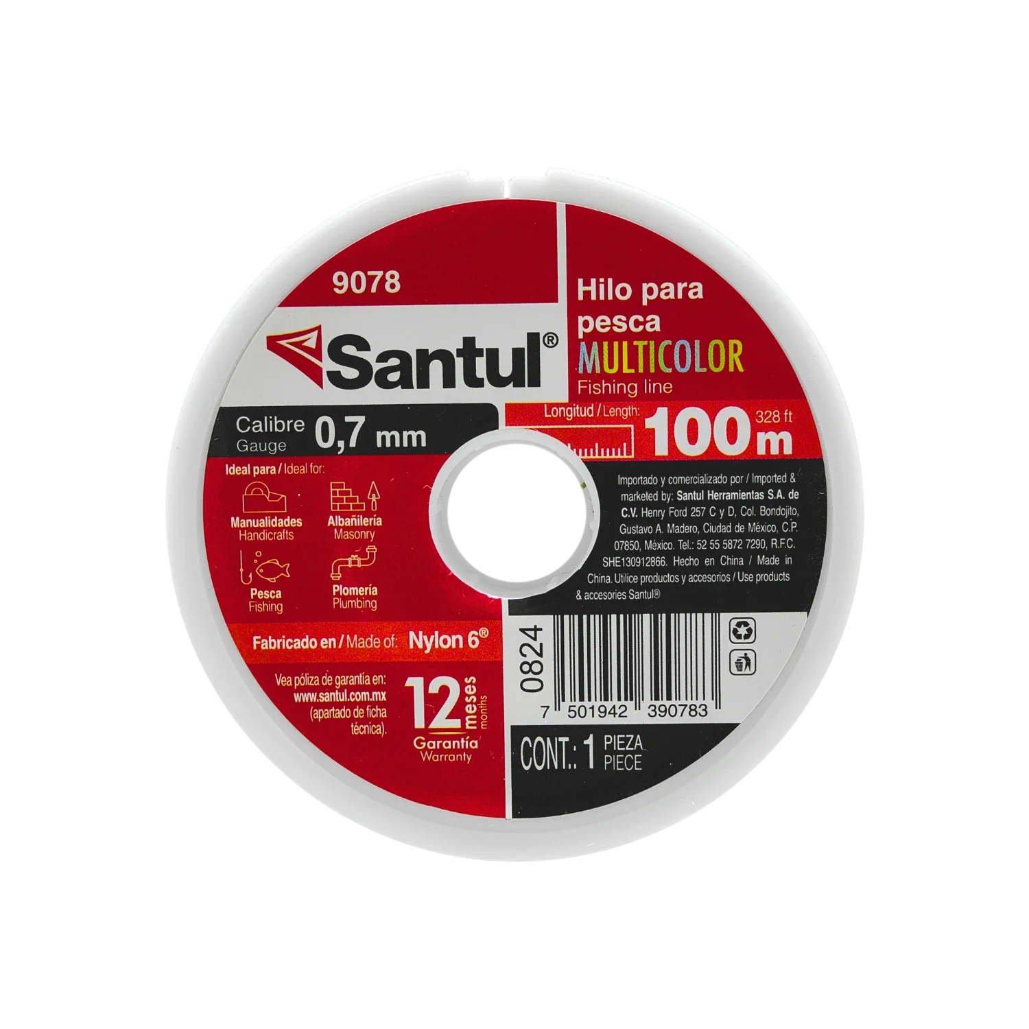 Hilo para pescar .70 mm x 100 m multicolor Santul 9078