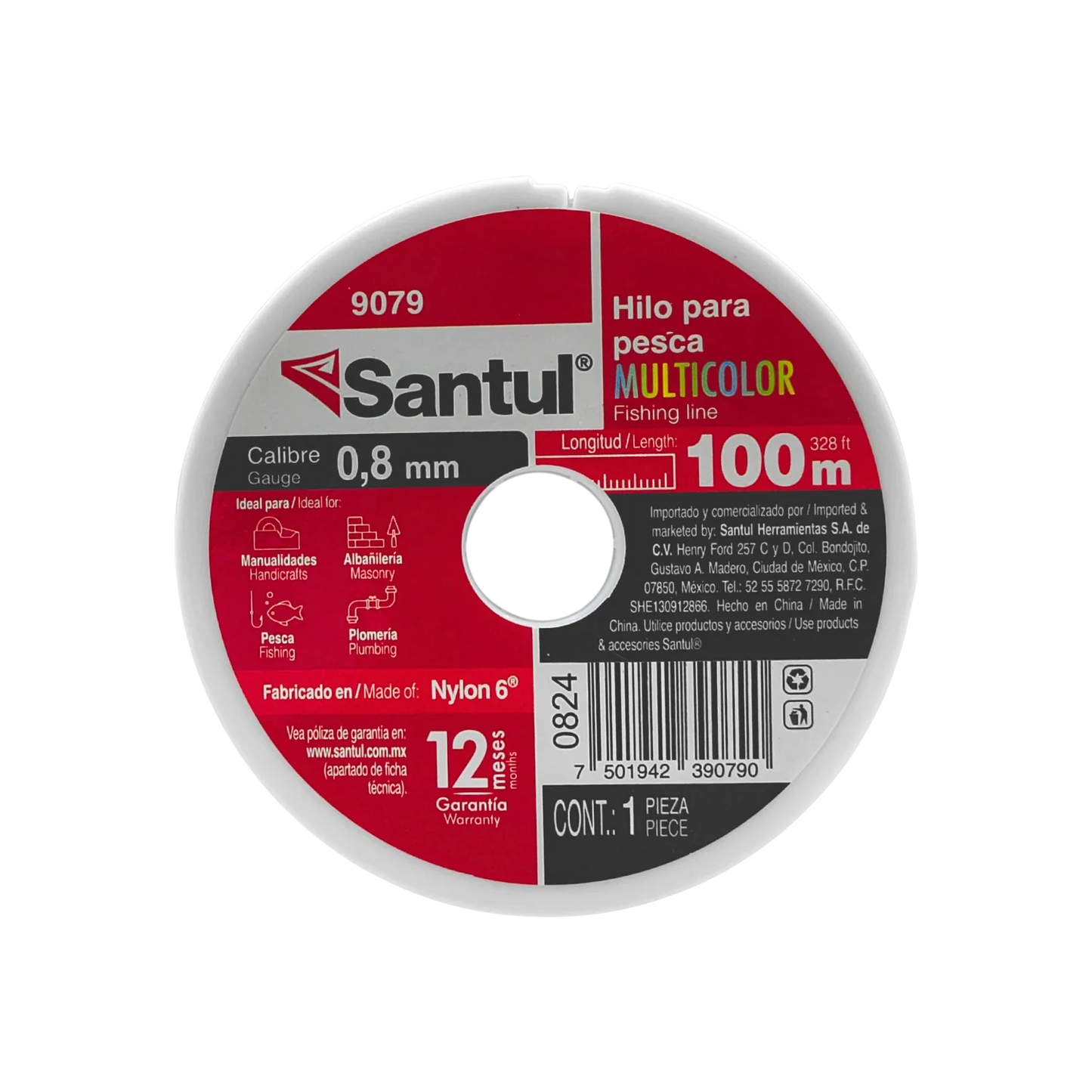 Hilo para pescar .80 mm x 100 m multicolor Santul 9079