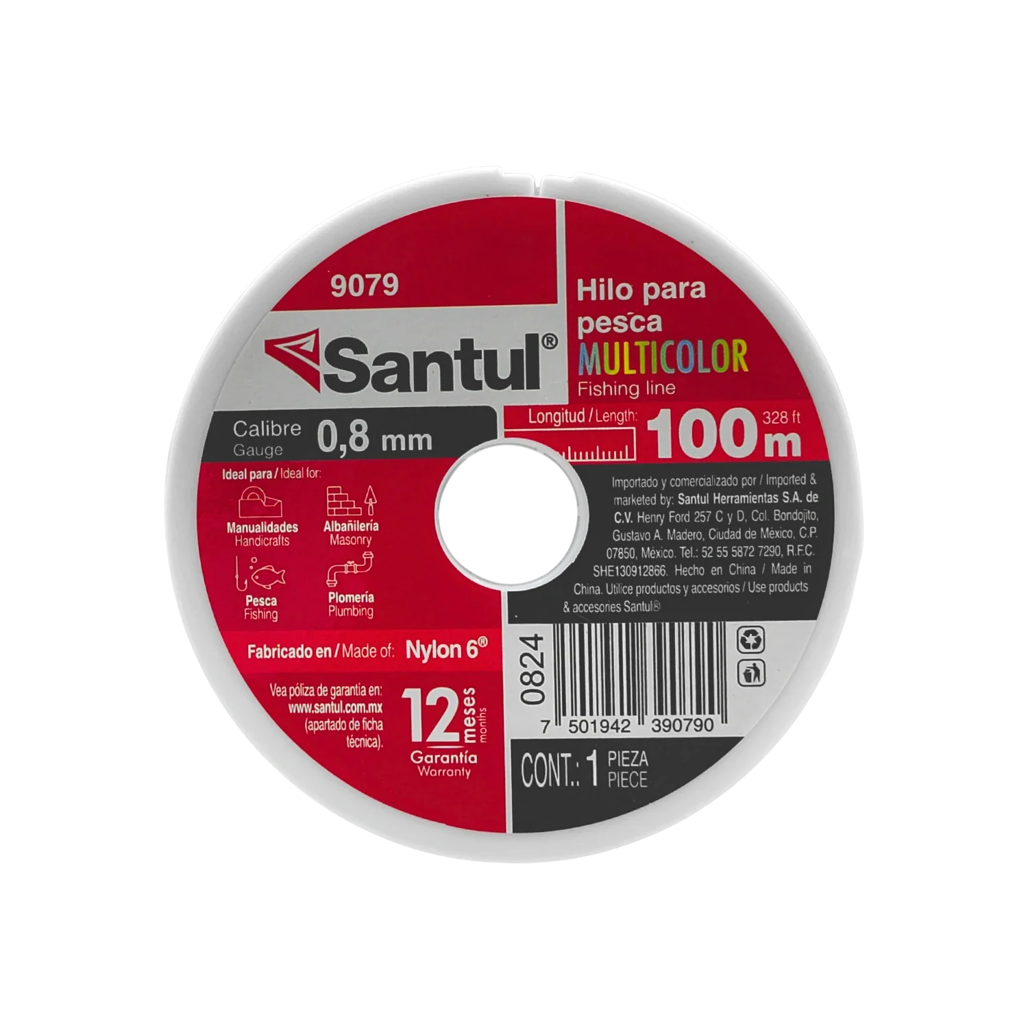 Hilo para pescar .80 mm x 100 m multicolor Santul 9079