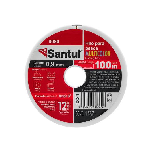 Hilo Santul 9080 nylon multicolor 0.9mm x 100m, para pesca, albañilería y manualidades