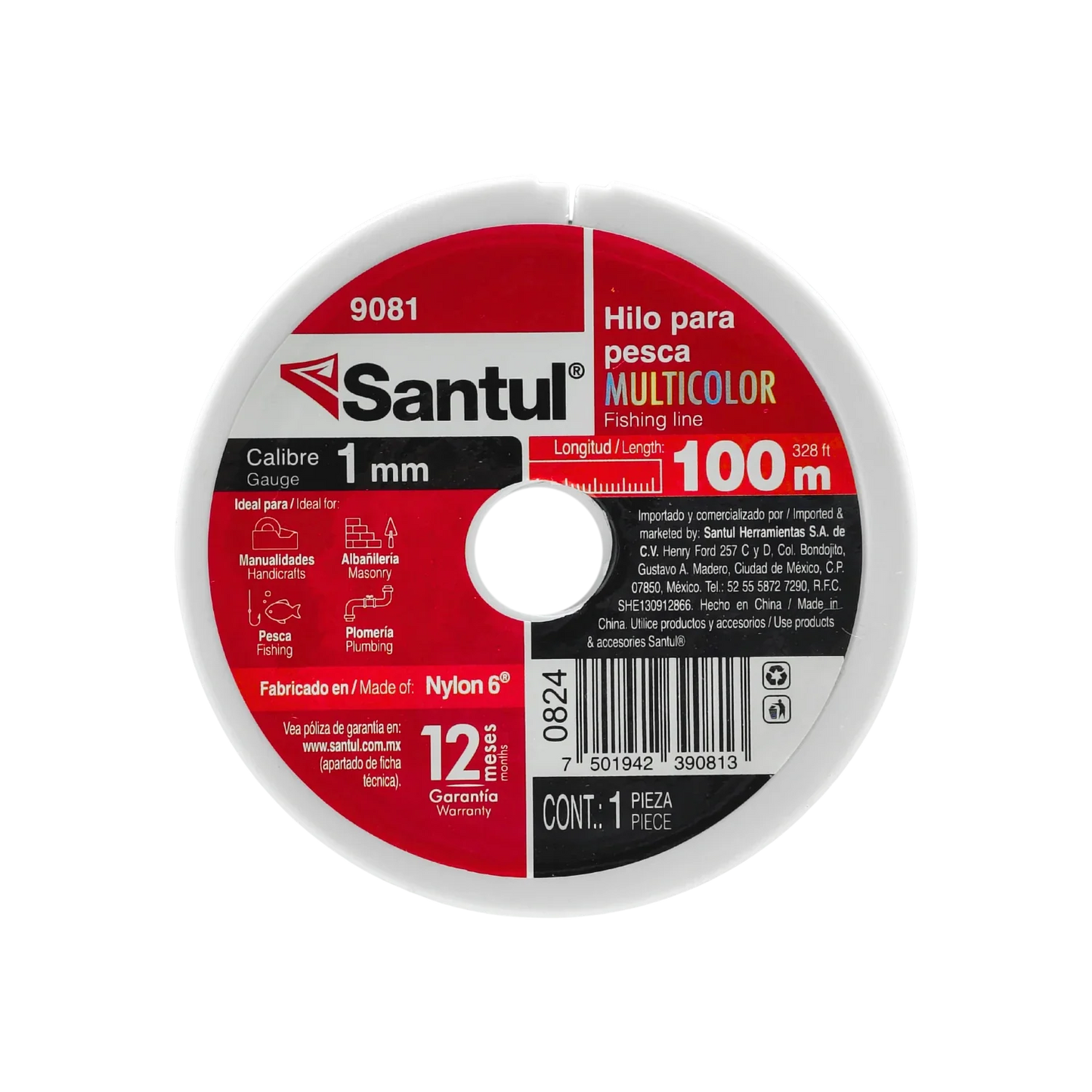 Hilo para pescar .100 mm x 100 m multicolor Santul 9081