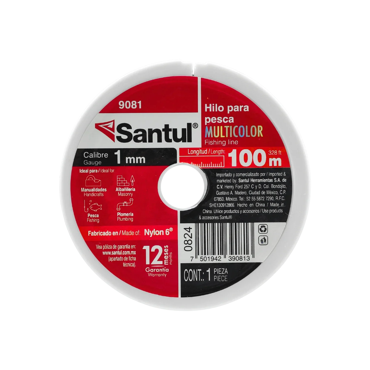 Hilo para pescar .100 mm x 100 m multicolor Santul 9081