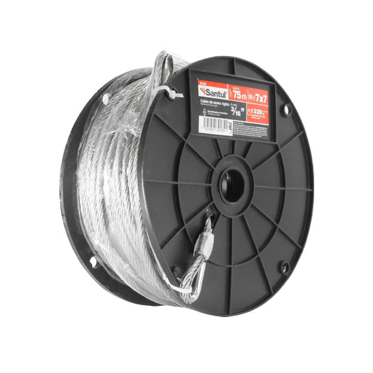 Cable de acero 7x7 de 1/4" x 75 m Santul 9185