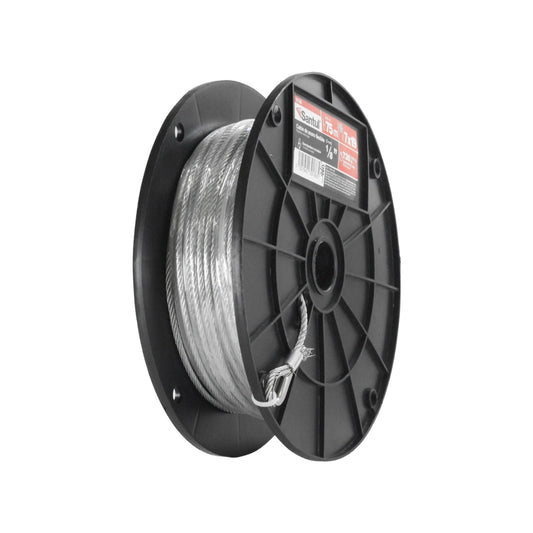 Cable de acero flexible Santul 7x19 de 1/8" x 75m en carrete negro, ideal para uso general