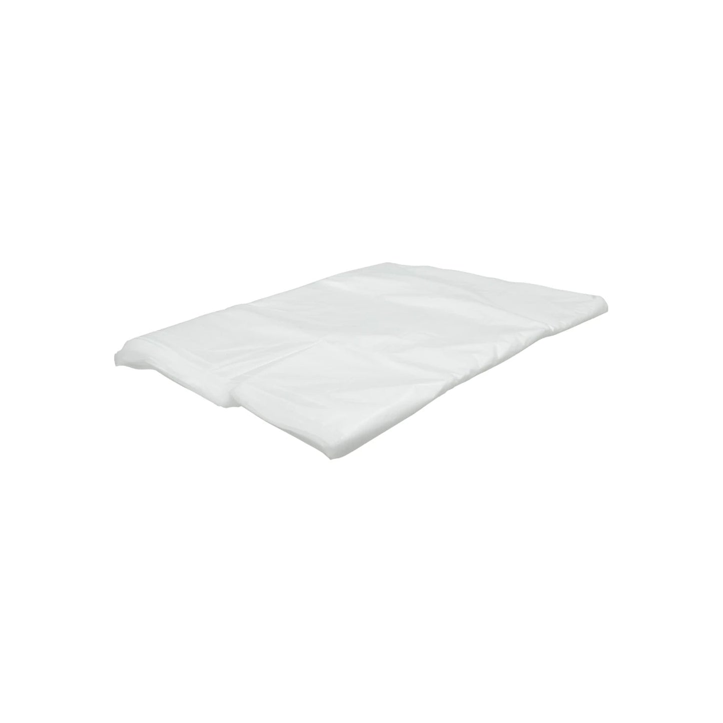 Cubre todo de plástico blanco ligero, plegado, para protección temporal en obras y bricolaje.