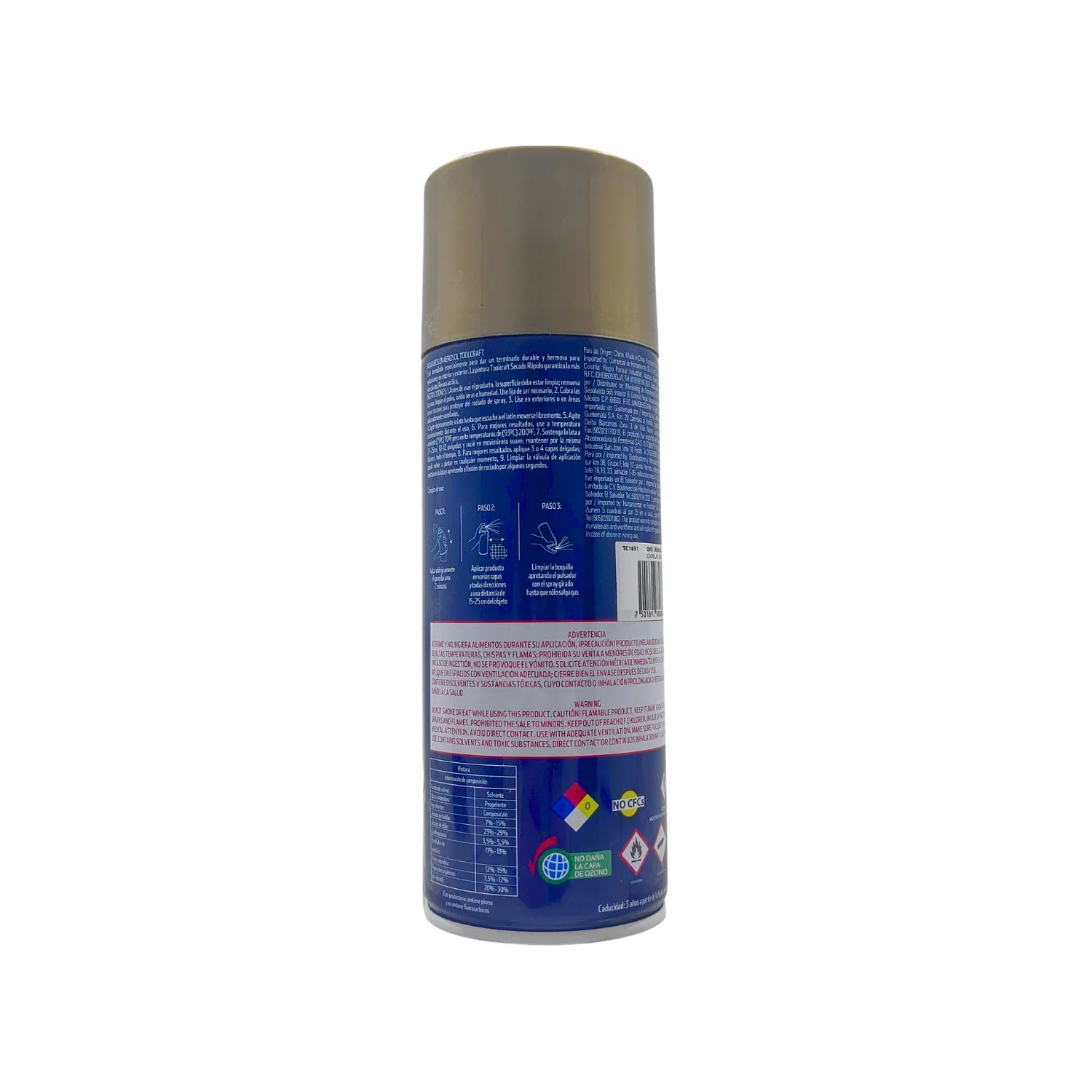 Pintura en aerosol oro/metálico 400 ml Toolcraft TC1651