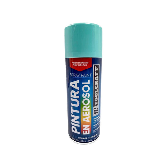 Pintura en aerosol azul cielo Toolcraft 400ml para interior y exterior, secado rápido y anticorrosión.