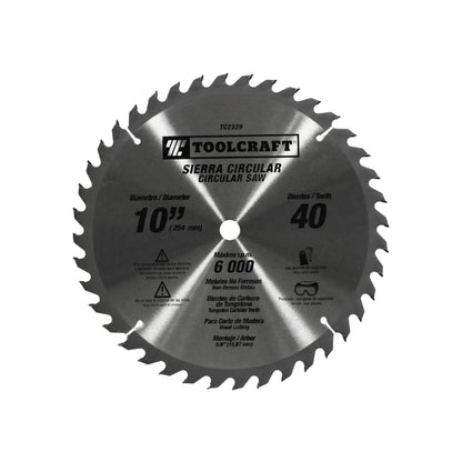 Disco sierra circular Toolcraft 10" 40 dientes de carburo tungsteno para madera y metales no ferrosos.