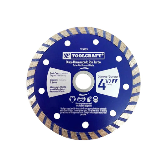 Disco 4 1/2" corona continua Toolcraft TC4493 turbo diamantado