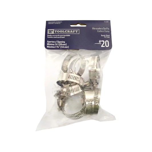 Abrazadera sin fin #20 1/2" 10 piezas Toolcraft TC4681