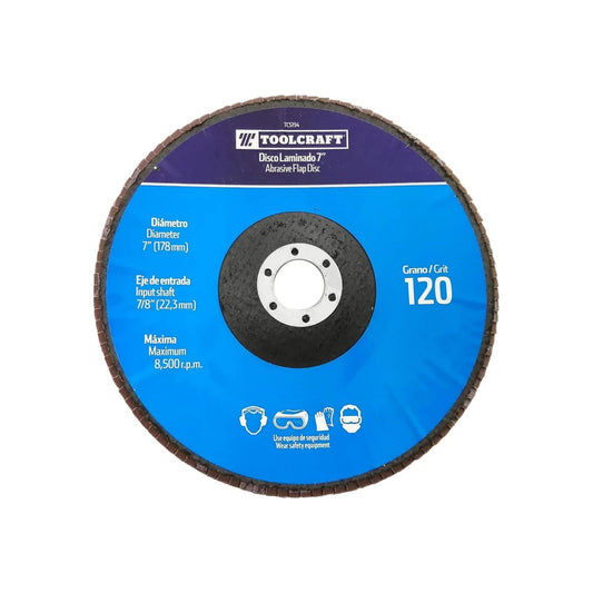 Disco laminado abrasivo Toolcraft 7" grano 120 para lijar metal y madera