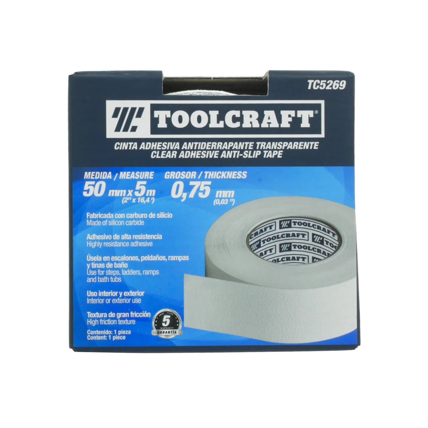 Cinta antiderrapante transparente 2" (50 mm)x5 m Toolcraft TC5269