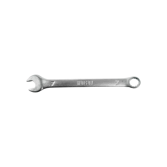 Llave mixta Wolfox de 7 mm, herramienta de acero cromado brillante