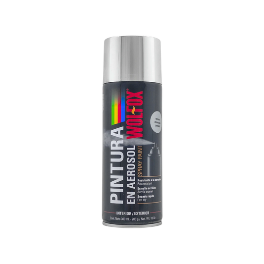 Pintura en aerosol cromada Wolfox 300ml, acabado brillante, esmalte acrílico de secado rápido, resistente a corrosión