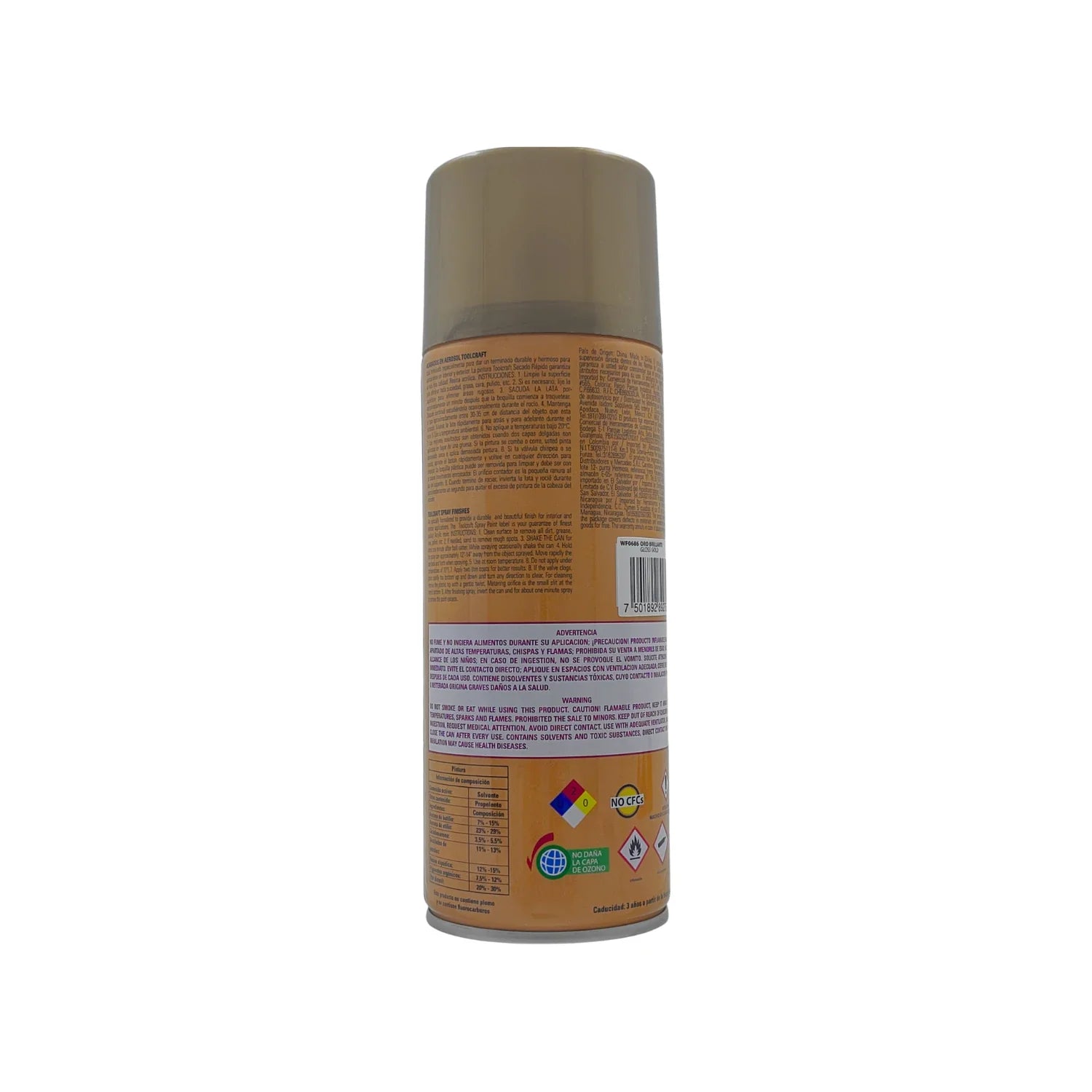 Pintura en aerosol oro brillante 300 ml Wolfox WF0686