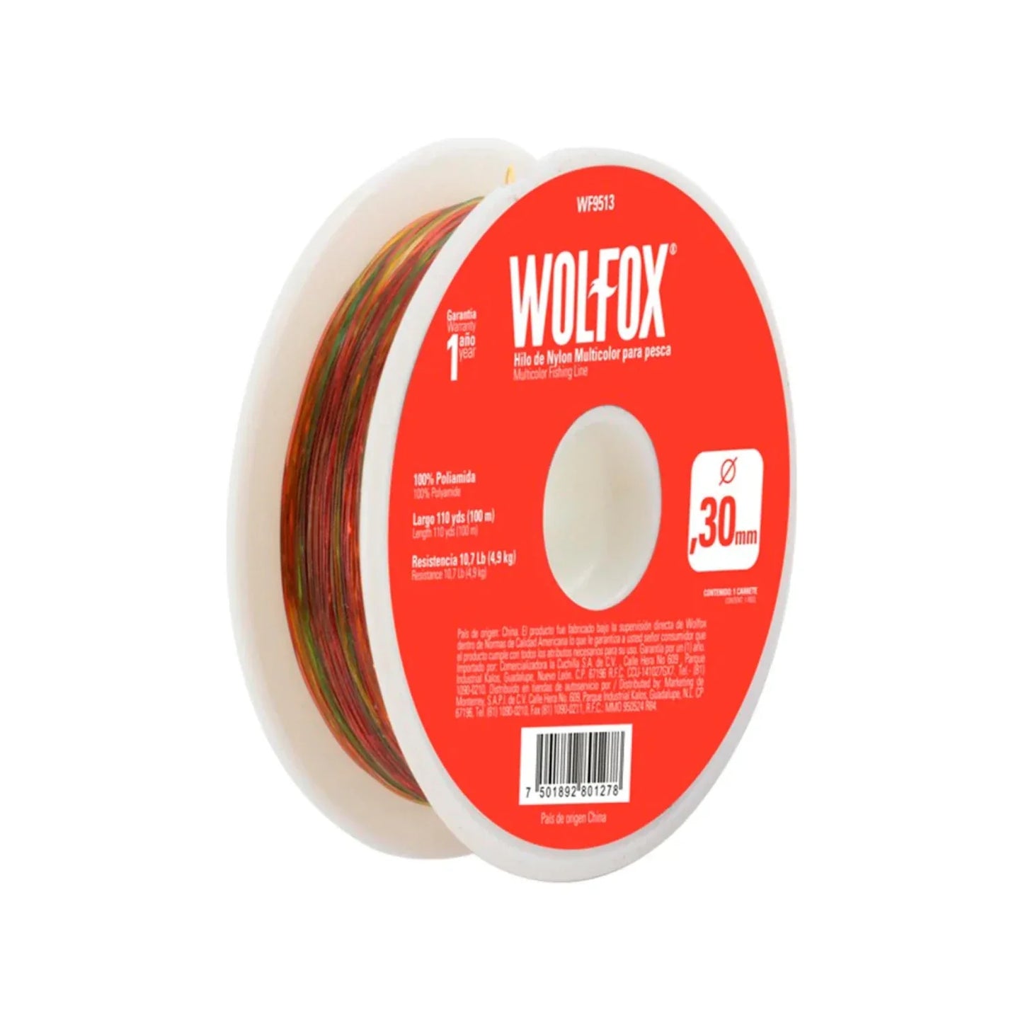 Hilo para pescar .30 mm x 100 m multicolor Wolfox WF9513