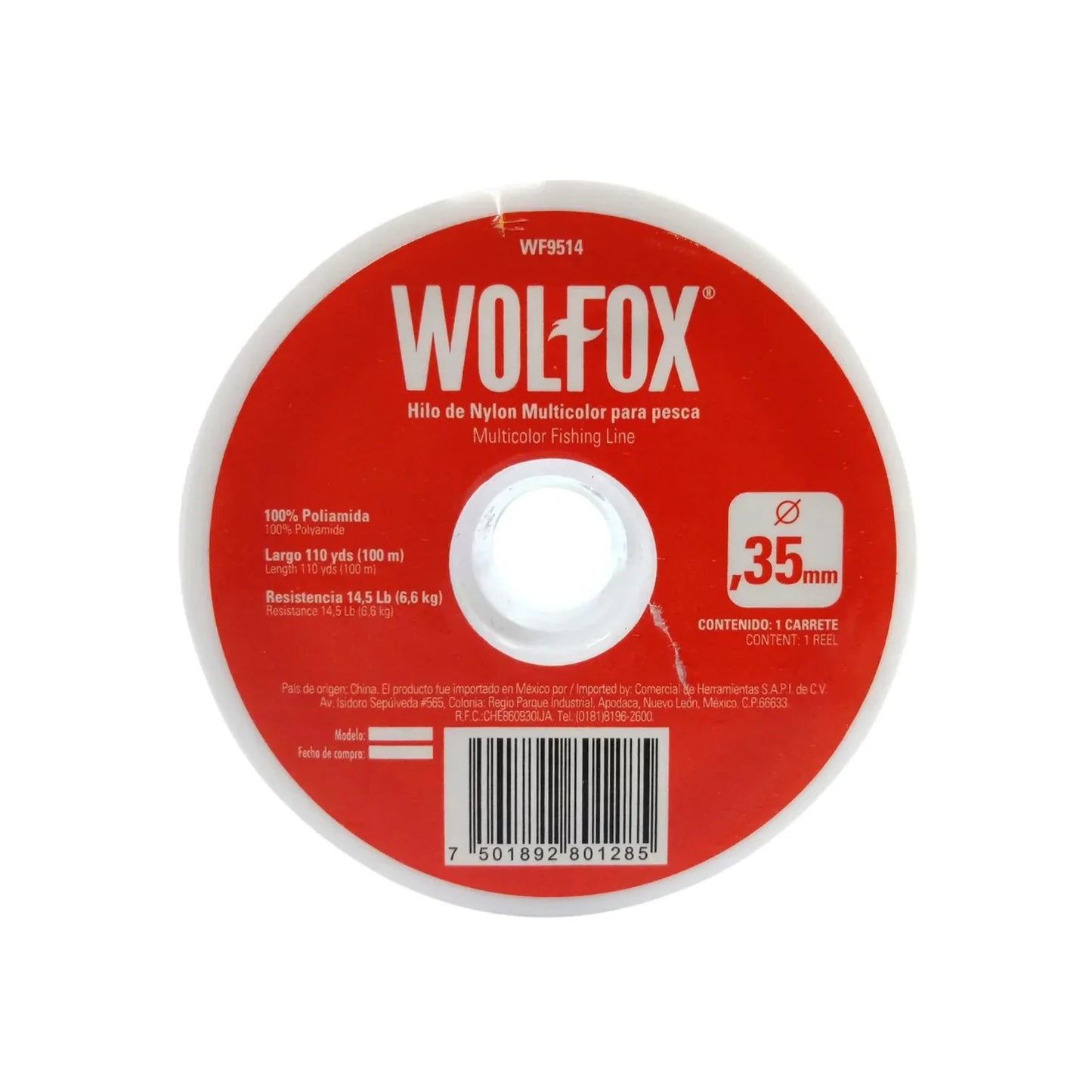 Hilo para pescar .35 mm x 100 m multicolor Wolfox WF9514