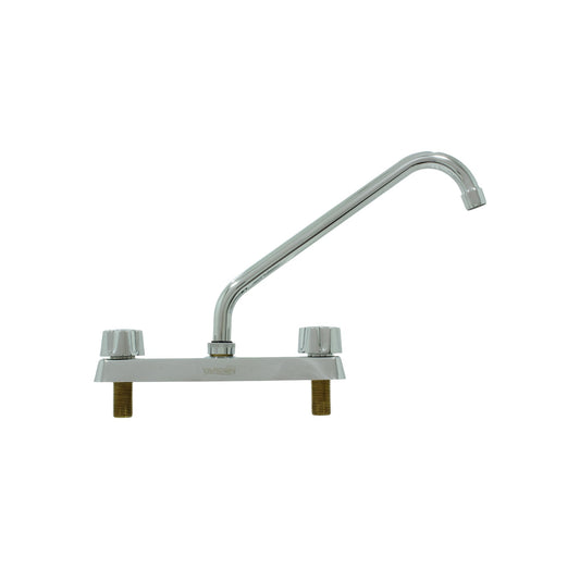 Mezcladora YARDEN cromada para fregadero de cocina, con dos manijas y cuello alto.